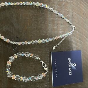 Swarovski Clear Crystal AB Necklace and Bracelet Set